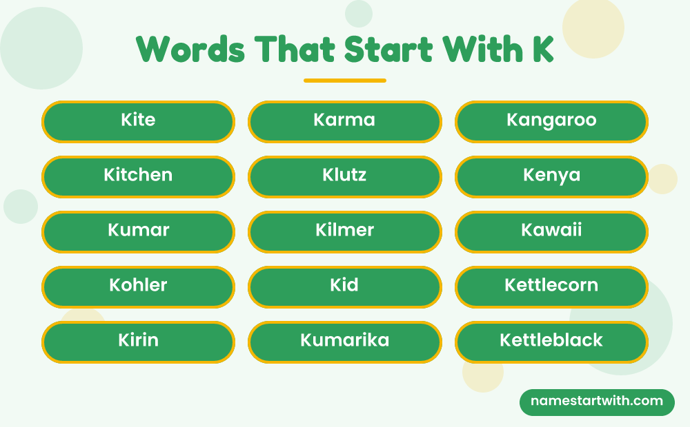Words That Start With K: Kite, Karma, Kangaroo, Kitchen, Klutz, Kenya and more